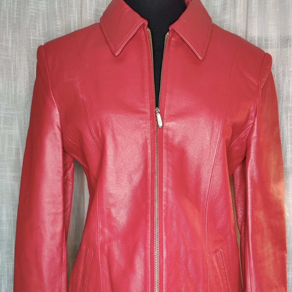 Leather Cherry Red Jacket